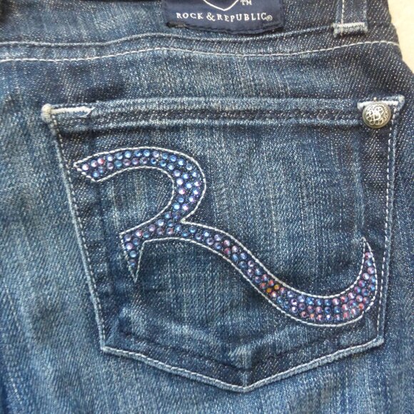 ROCK & REPUBLIC "Frequency Meridian" Kasandra bootcut jeans - iridescent "R's" - Picture 2 of 9